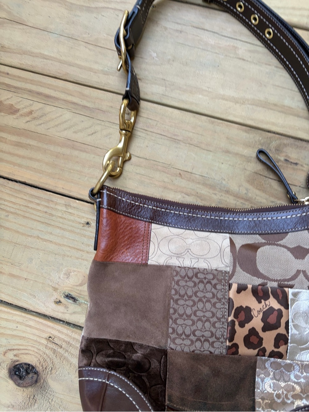 Coach Patchwork Brown Multi-Color Women’s Shoulder Bag - Picture 5 of 15
